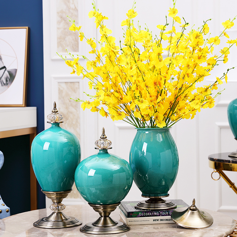 European ceramic vase furnishing articles villa living room table flower arranging American household dry flower decoration key-2 luxury example room