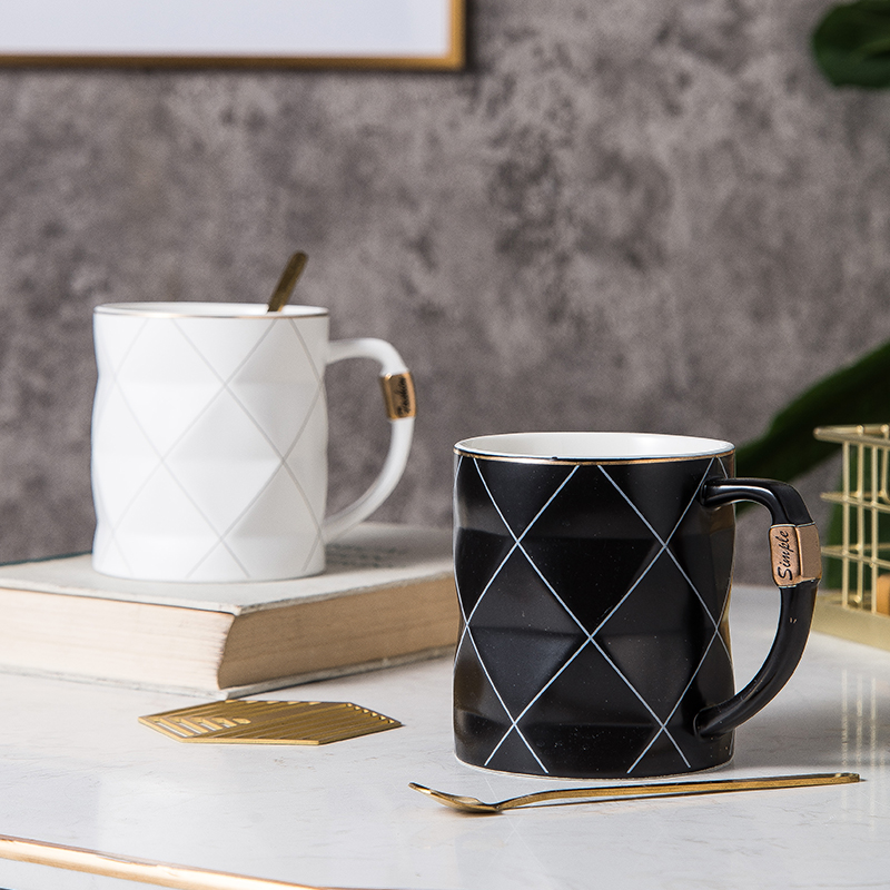 The code mark cup creative move trend of household ceramic cup lovers ultimately responds cup Nordic coffee cup set
