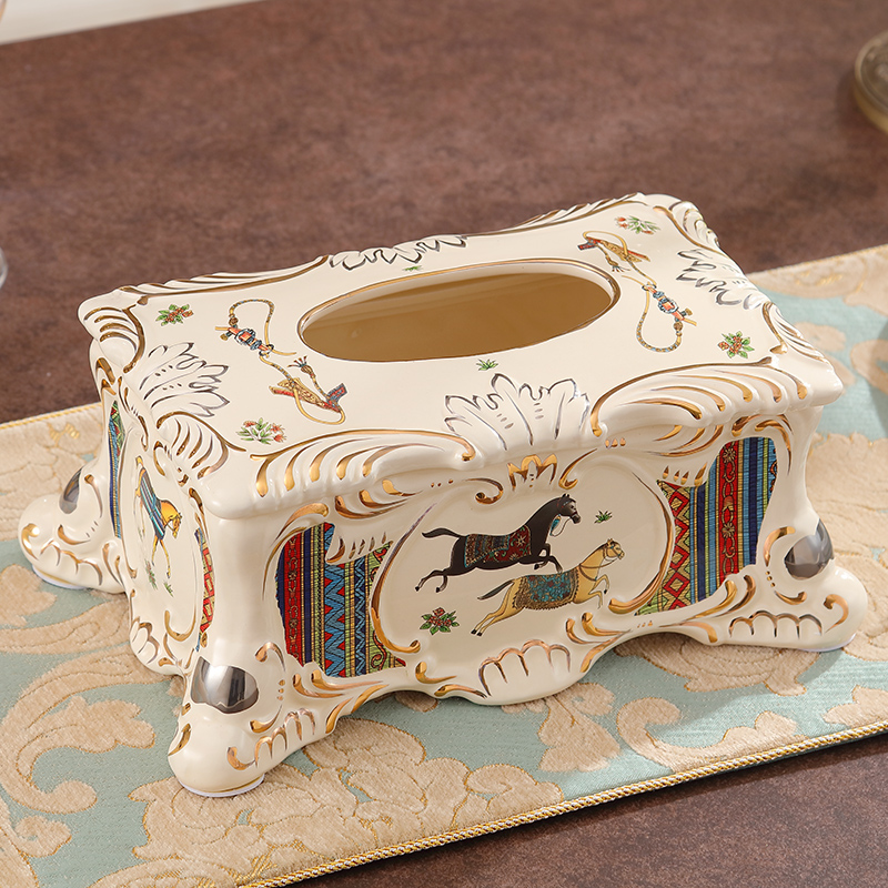 American creative tissue box European - style key-2 luxury home decoration ceramic pump cartons restoring ancient ways sitting room tea table furnishing articles