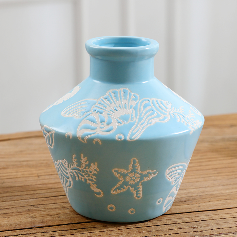 Mediterranean three - piece ceramic vase continental creative living room TV cabinet dry vase home furnishing articles