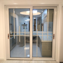 Customized narrow side sliding door living room balcony kitchen door black titanium magnesium alloy partition hollow tempered glass sliding door