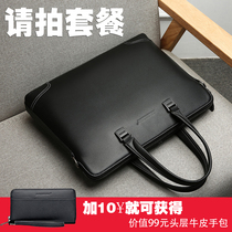 Chic kangaroo mens hand genuine leather hand carrying cross section mens bag business cow leather single shoulder inclined satchel bag casual briefcase