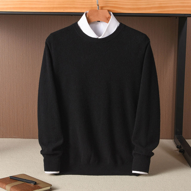 Ordos 100 ເສື້ອຢືດ cashmere ບໍລິສຸດຂອງຜູ້ຊາຍຄໍຮອບຫນາ sweater ໄວຫນຸ່ມວ່າງລຸ່ມ sweater ອົບອຸ່ນ