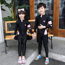 Childrens diving suit split long sleeve zipped surf spa swimsuit male and female child baby beach sunscreen sunscreen jellyfish