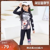 Wetsuit childrens split 2019 new long-sleeved trousers sunscreen bathing suit Girls middle and large childrens quick-drying jellyfish suit