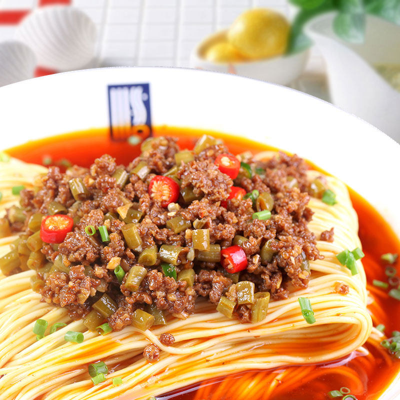 重庆小面早餐面条酸豆角罐装重庆特产肉沫酸豇豆鸡蛋面非油炸挂面