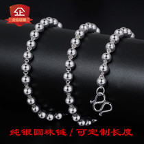 Ball 999 sterling silver necklace for men and women sweater chain Buddha bead chain Korean version Joker long and short choker couple accessories