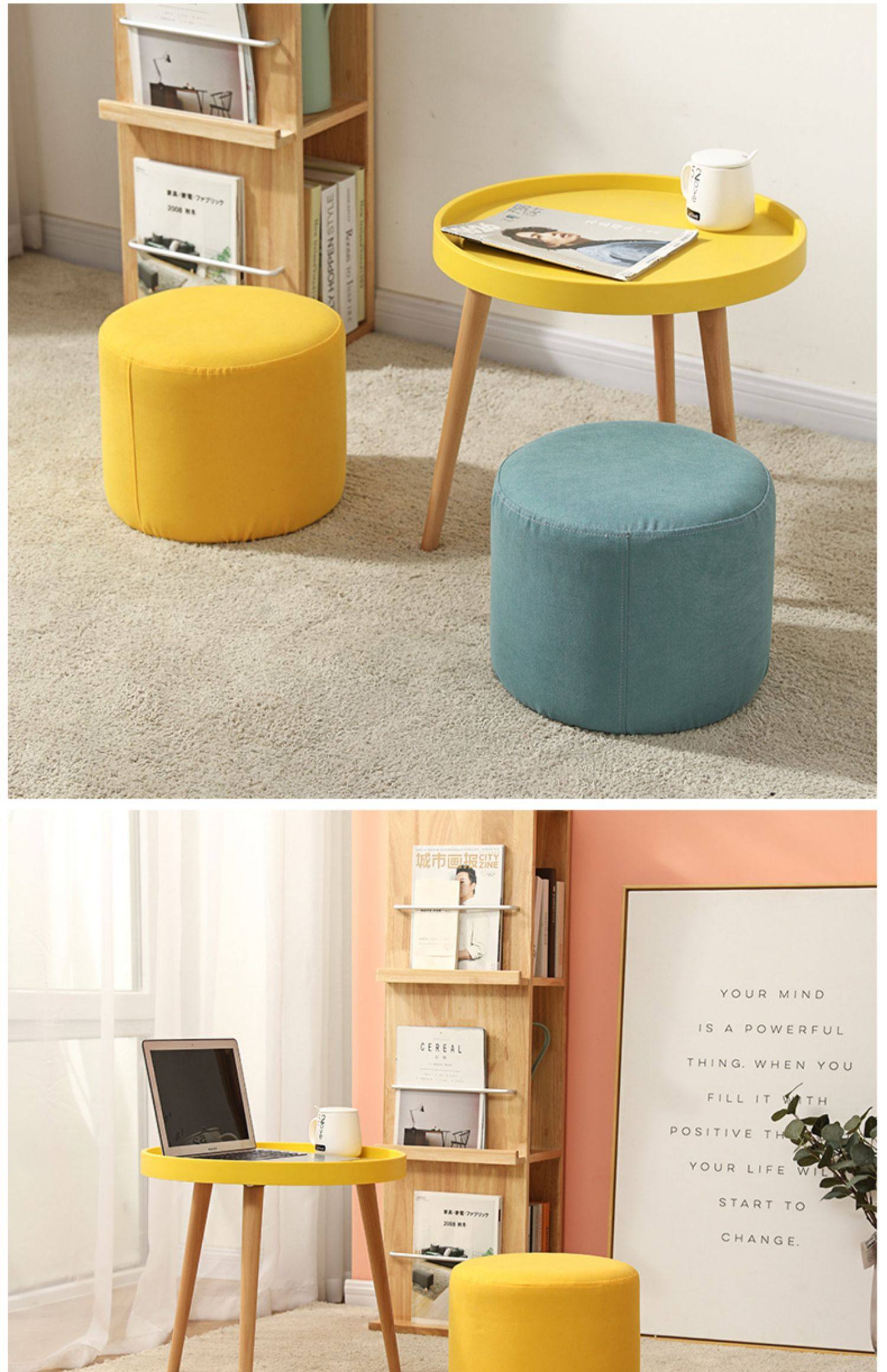 凳子家用布艺矮凳沙发凳客厅时尚圆凳创意可爱网红小板凳懒人坐墩