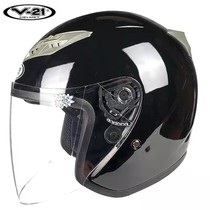 Guangdong V-21 electric car T02 helmet lenses v21 big four seasons half armor male style XL57-61 head circumference black
