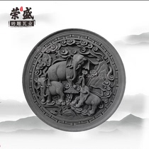 Auspicious Ruyi Brick Sculpture Chinese Imitation Antique Brick Carved Wall Decoration Ancient Built Green Brick Relief Tetragate Movie Wall Pendant