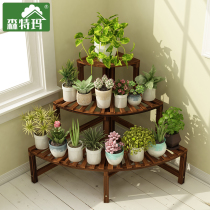 Solid wood flower rack Corner rack Multi-layer interior decoration Living room Balcony storage Floor-to-ceiling garden floor-to-ceiling flower pot rack