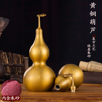Pure copper gourd ornaments crafts office porch gourd transfer Zhaocai town house hollow opening Fu Ping