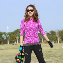 Outdoor fashion camouflage fleece blouse long sleeve T-shirt slim slim padded warm polar fleece pullover winter