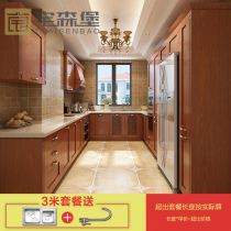 American red oak wood door panel cabinet custom stainless steel marble overall kitchen cabinet