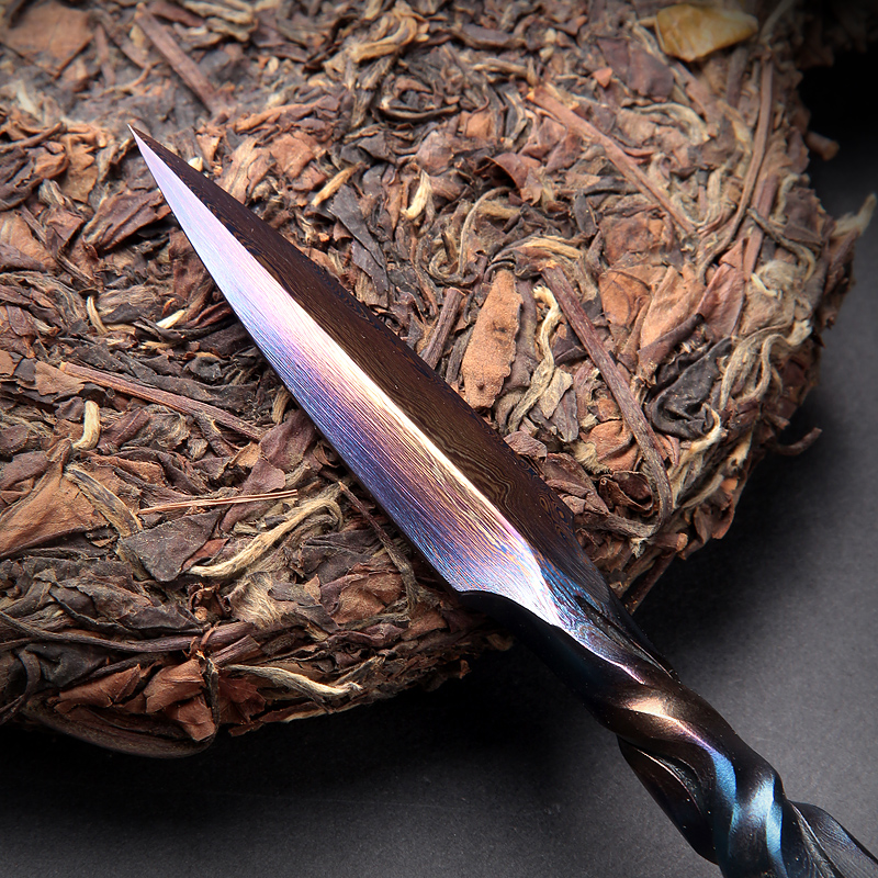 Hand lever hundreds of refined tea longquan sword Damascus pattern steel cone ChaZhen tea, black tea cake tea accessories