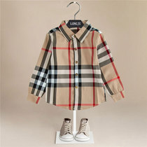 Childrens shirt boy cotton little girl shirt long sleeve baby plaid shirt English boy shirt spring and autumn