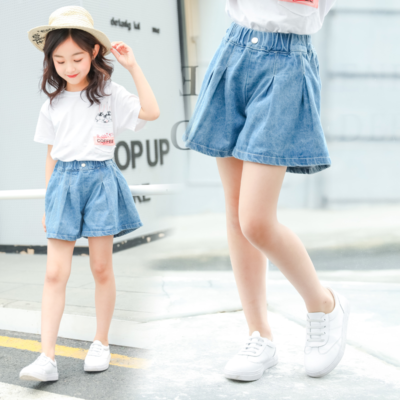 Girls' denim shorts 2022 new summer dress Western style loose children's all-match Korean style culottes summer thin hot pants