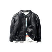 Foreign trade boy leather jacket autumn winter jacket European and American childrens clothing stand collar locomotive leather jacket boy leather jacket