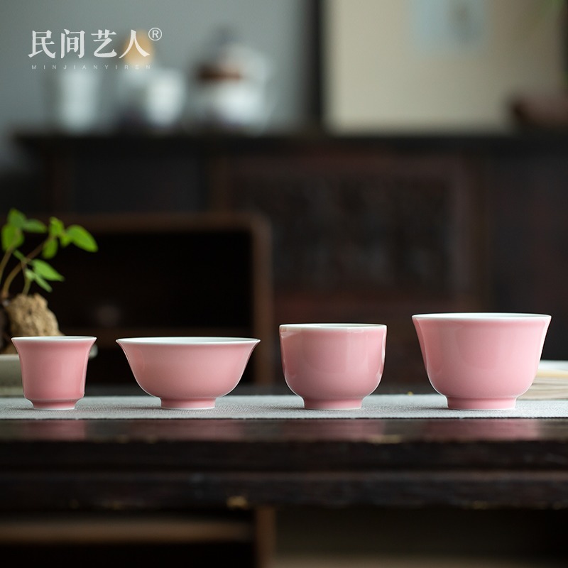 Peach tea sets jingdezhen ceramic manual three as not a cup of hot sample tea cup kung fu tea cup small bowl