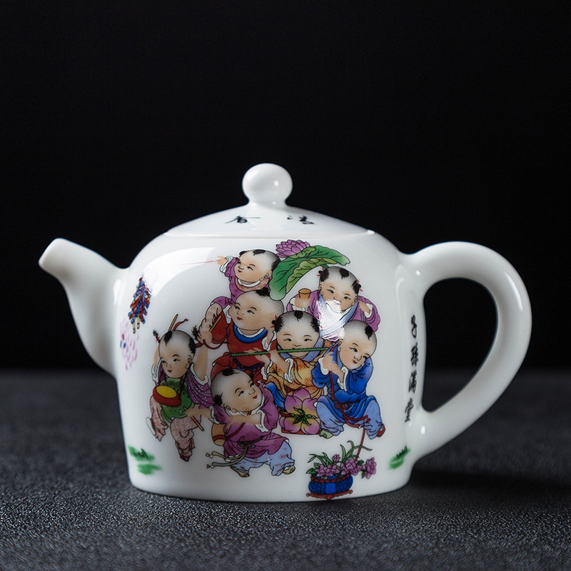 Kung fu tea tea set ceramic teapot single pot teapot jingdezhen high - white porcelain famille rose porcelain teapot