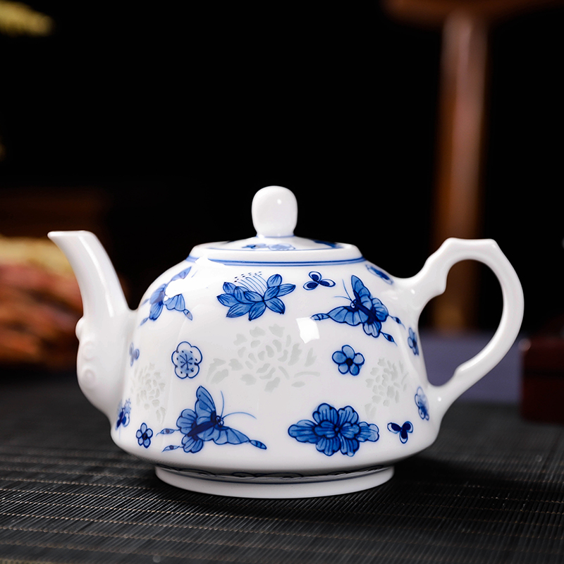Jingdezhen porcelain and ceramic tea set hand - made pure manual set of kung fu tea pot cup justice