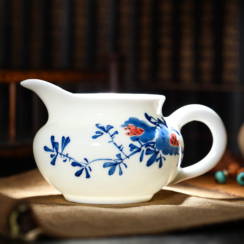 Hand - made ceramic fair cup of tea ware jingdezhen blue and white porcelain tea sea points male cup and cup, kung fu tea accessories