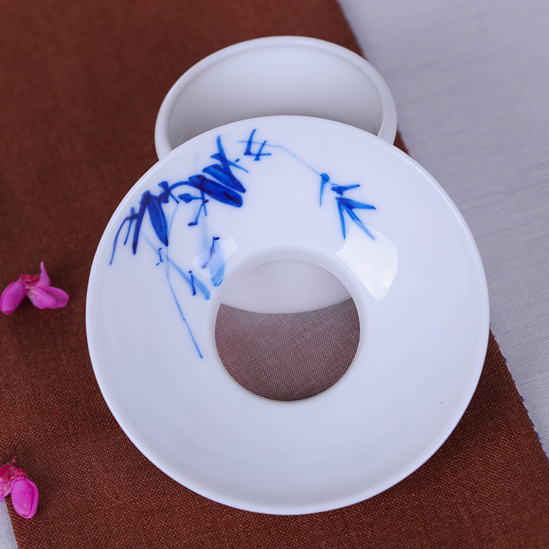 Jingdezhen hand - made ceramic filter) tea tea lies between blue and white porcelain kung fu tea tea accessories filter