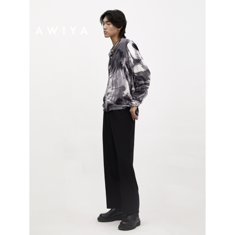 AWIYA璈雅 M739 泼墨周年系列古巴领短袖衬衫男小众高级感