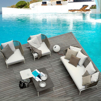 High-end outdoor rattan choreography sofa tea table combined patio outdoor villa designer-like board room sunscreen waterproof furniture