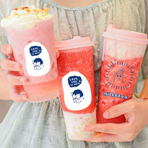 Thickened frosted injection Cup 500 700ml disposable juice beverage 90 caliber Net red milk tea cup with lid