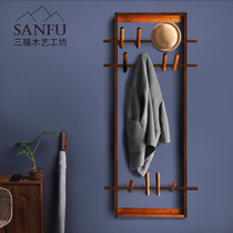Wall coat hook modern simple solid wood coat rack creative wall coat hook door bedroom coat wall hanging
