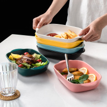 So chef one person food binaural good-looking ceramic baking plate Single person mini special pizza cheese baked rice baking bowl plate