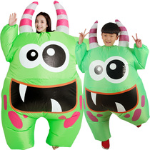 Funny cartoon doll costume Funny fat man dress up props Parent-child green monster inflatable clothes Children adult