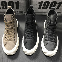 Martin Boots Male Lace Thick Bottom High Helps Board Shoes Winter Mens Shoes Han Edition Personality Trend Pure Color Vegan Noodles Casual Shoes Man