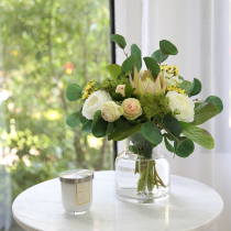 Ins wind small fresh rose bouquet simulation flower eucalyptus leaf flower arrangement restaurant living room decoration fake flower decoration