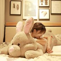 Cute rabbit fur suede toy cuddled strip pillow paparazzi doll huddled with sleeping cloth doll birthday present girl