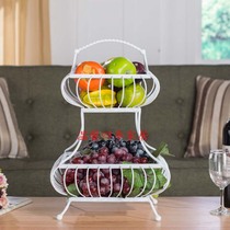 Metal two-layer fruit basket large-capacity living room fruit basin Kitchen storage iron rack placement rack multi-function dried fruit basin