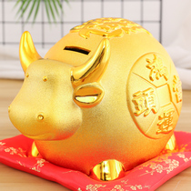 Golden Bull piggy bank storage tank Large capacity can be stored and desirable ornaments Creative household piggy bank Year of the Ox Zodiac giveaway