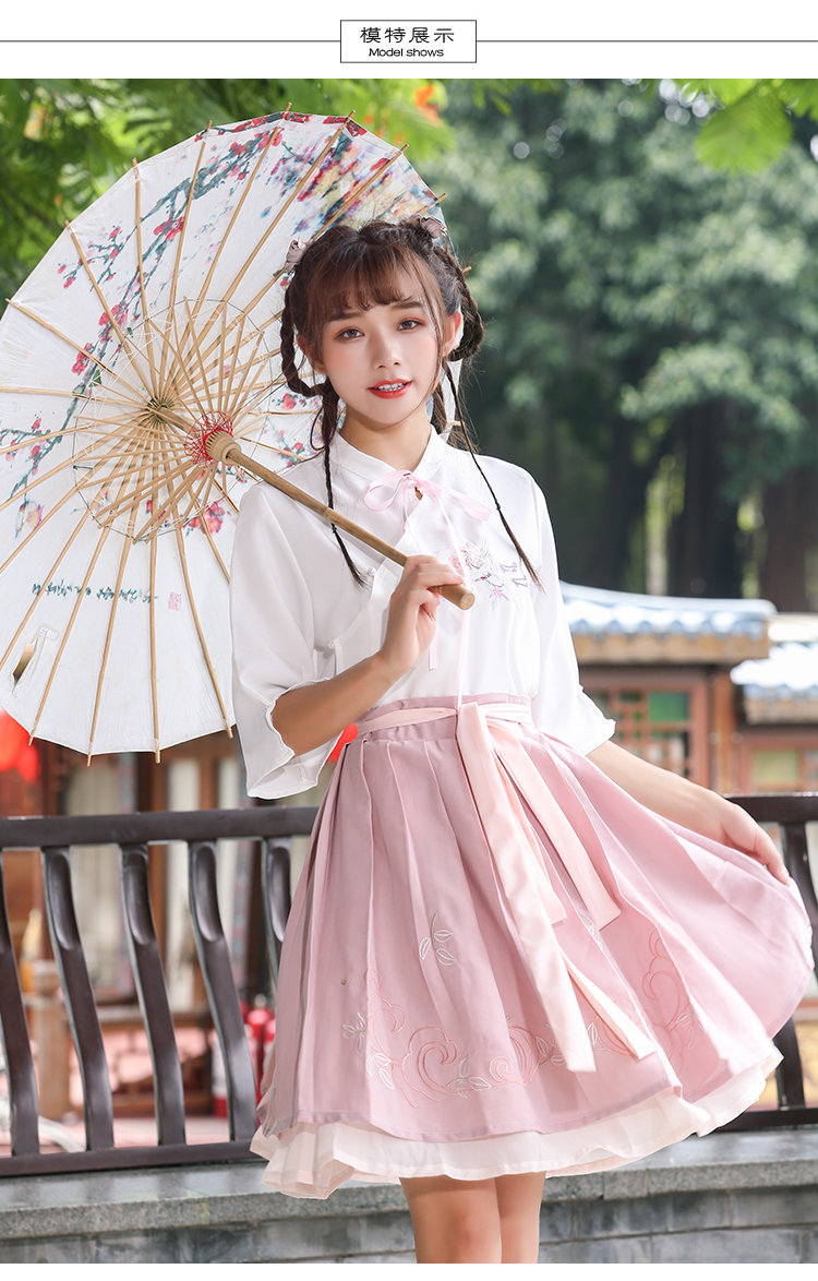 新款仙草鹤古装汉服女夏中国风汉元素改良日常短裙古风学生表演服