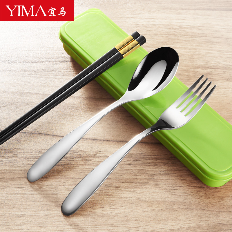 旅行学生筷子勺子套装便携式餐具三件套创意可爱单人盒叉子不锈钢产品展示图3