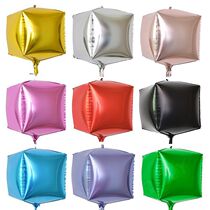 Square aluminum film balloon 24 inch 4D six-sided three-dimensional thickened square mirror aluminum foil wedding floating window decoration