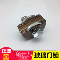 Rose gold glass door door sliding door glass lock single door free of open pore stainless steel no-frame glass door lock