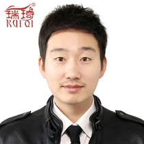 Ruiqi wig male short hair Korean handsome hand woven middle-aged men wig real hair short straight hair lifelike whole hair set