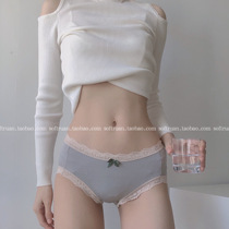 SOFTRUAN London FOG GRAY BOW COMFORTABLE MID-waist MODAL COTTON PANTIES