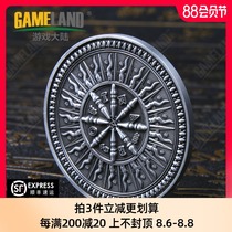 Game mainland metal card press Wheel of Fortune Texas Holdem double-sided chip coin card press piece plated ancient silver Zhuang piece
