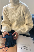 High collar sweater womens autumn winter 2021 new retro loose outside wearing thickened jumpsuit head-knitted sweatshirt jacket