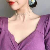Pearl wreath neck chain 2021 new senior sense choker female temperament Net red neck jewelry neckband necklace
