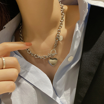 Titanium steel love necklace female summer cool tide Net Red hip hop wind chain does not fade iron chain South Korea East Gate choker