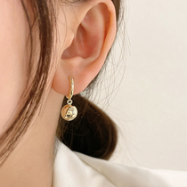 Hoop earrings female summer golden ball earrings 2021 New Tide metal earrings Korean temperament simple earrings