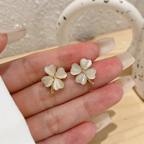 Cat Eye Stone Caring Four Leaf Ears Nails 2021 New Tide Flowers Earrings South Korea Temperament Net Red Light Extravagant Earrings